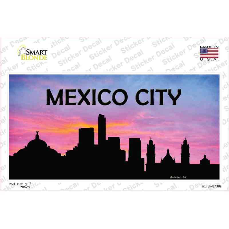 LP-8738s-M Mexico City Silhouette Novelty Sticker Decal, Medium
