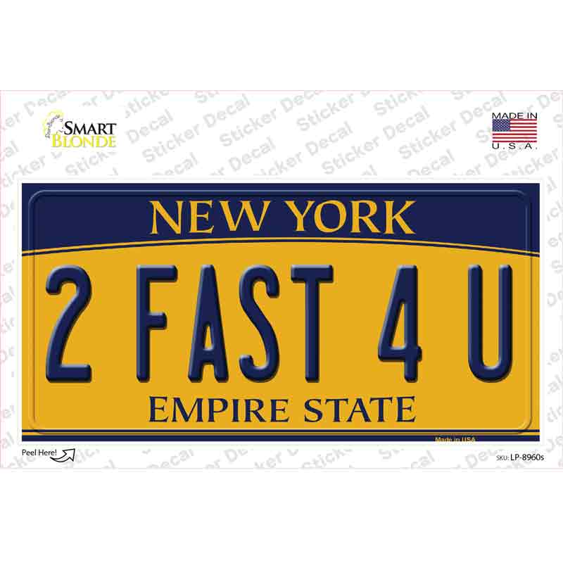 LP-8960s-M 2 Fast 4 You   York Novelty Sticker Decal, Medium