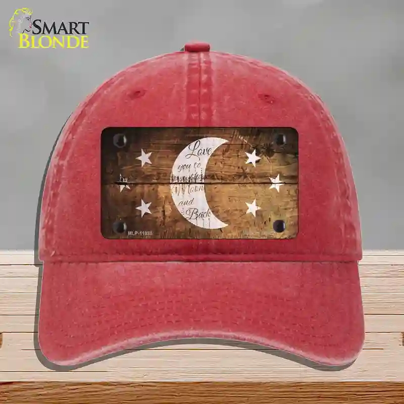HAT13-MLP-11935 The Moon & Back Novelty License Plate Hat, Unconstructed Cotton - Red