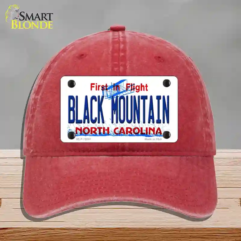 HAT13-MLP-12051 Black Mountain North Carolina Novelty License Plate Hat, Unconstructed Cotton - Red