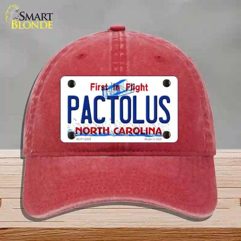 HAT13-MLP-12089 Pactolus North Carolina State Novelty License Plate Hat, Unconstructed Cotton - Red