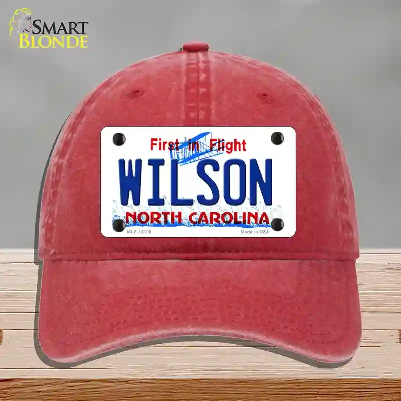 HAT13-MLP-12100 Wilson North Carolina State Novelty License Plate Hat, Unconstructed Cotton - Red