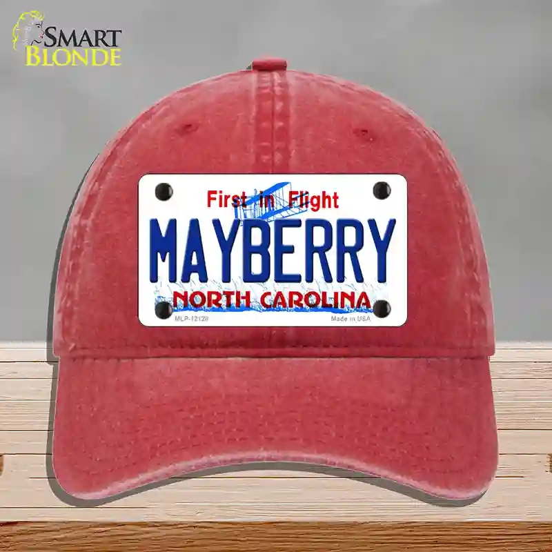 HAT13-MLP-12128 Mayberry North Carolina State Novelty License Plate Hat, Unconstructed Cotton - Red