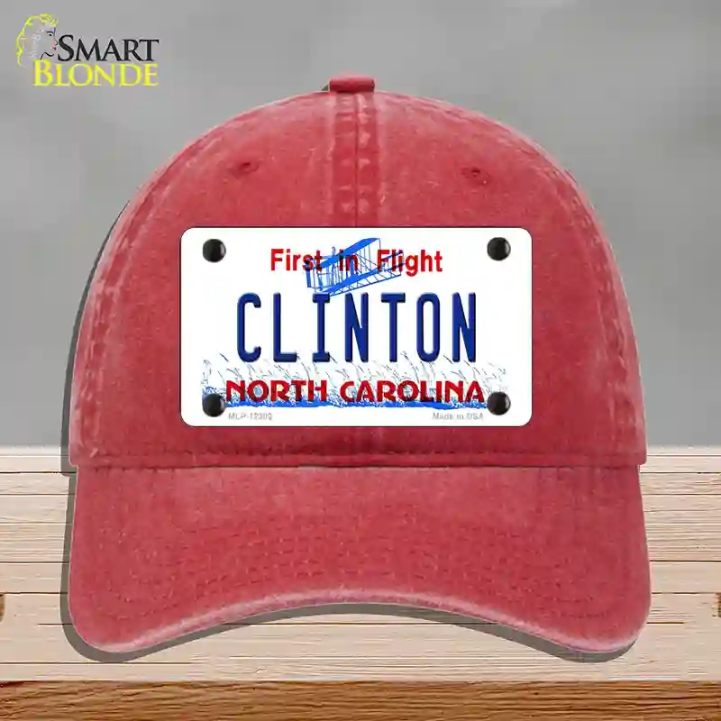 HAT13-MLP-12302 North Carolina Clinton Novelty License Plate Hat, Unconstructed Cotton - Red
