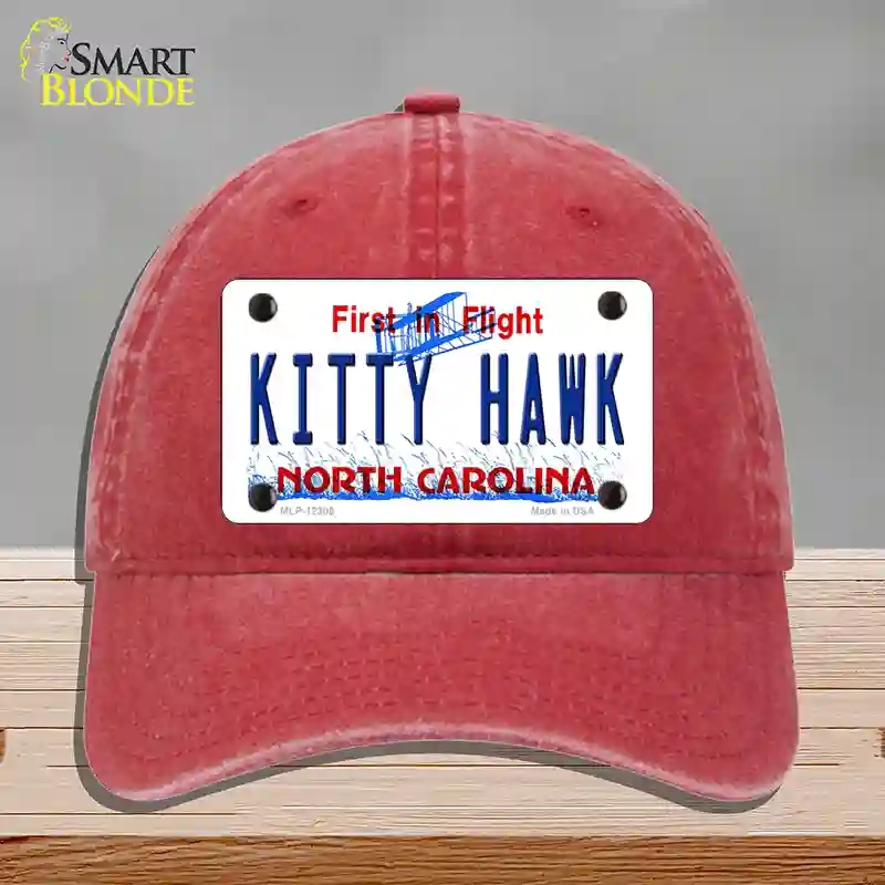 HAT13-MLP-12305 North Carolina Kitty Hawk Novelty License Plate Hat, Unconstructed Cotton - Red