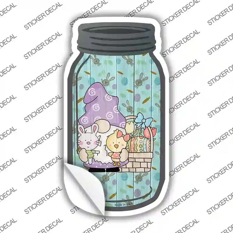 MJ-713s-S Gnome with Easter Basket Novelty Mason Jar Sticker Decal, Small