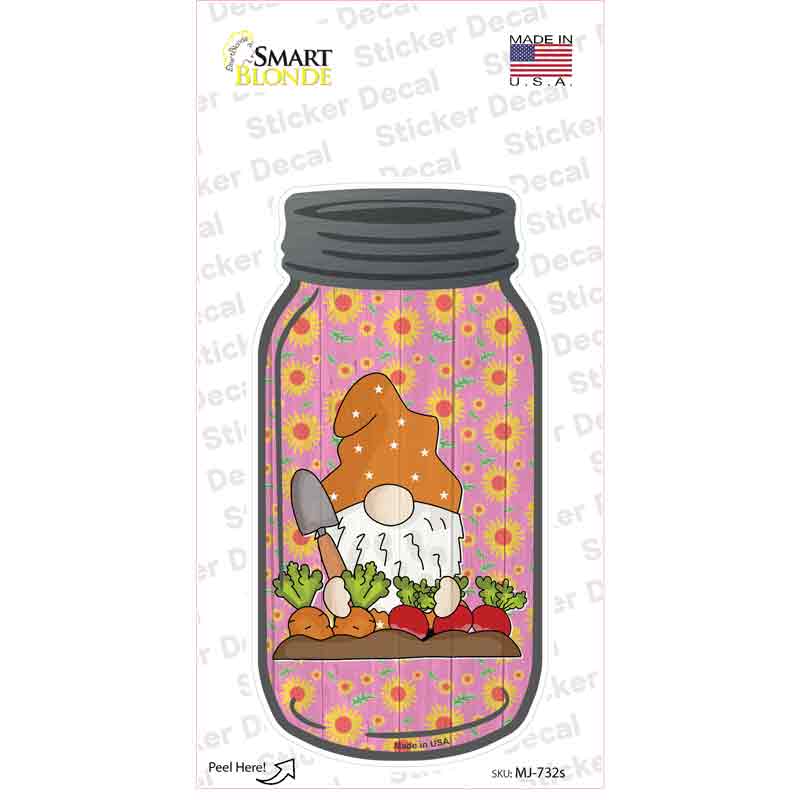 MJ-732s-M Gnome Digging Carrots & Beets Novelty Mason Jar Sticker Decal, Medium