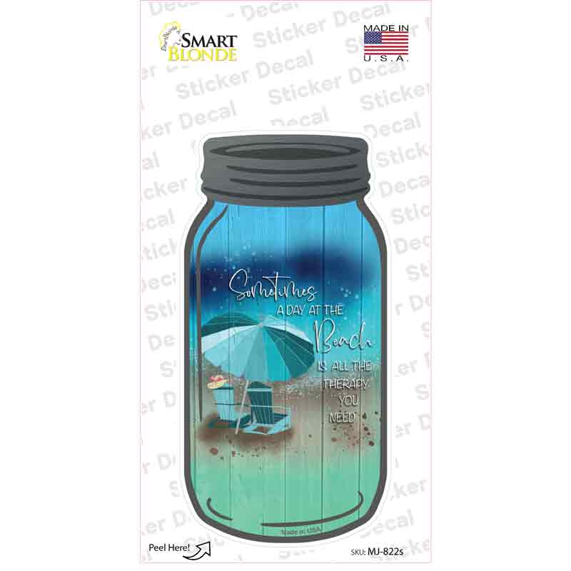 MJ-822s-M Day At Beach All You Need Novelty Mason Jar Sticker Decal, Medium