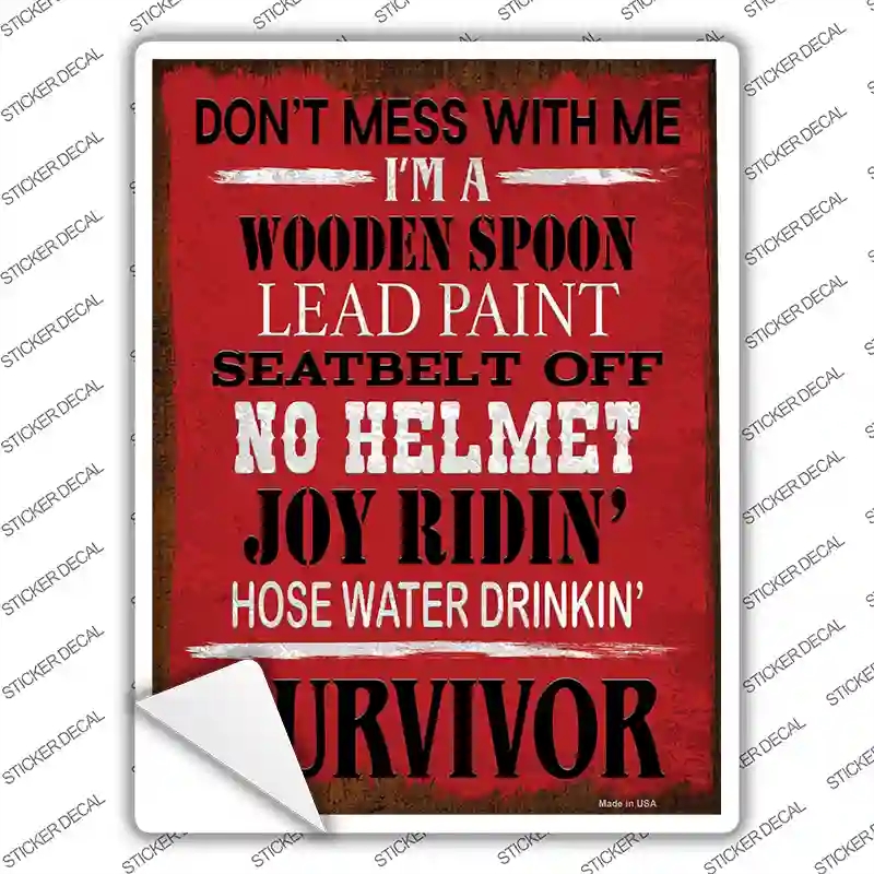 P-4222s-S Hose Water Drinking Survivor Novelty Rectangle Sticker Decal, Small