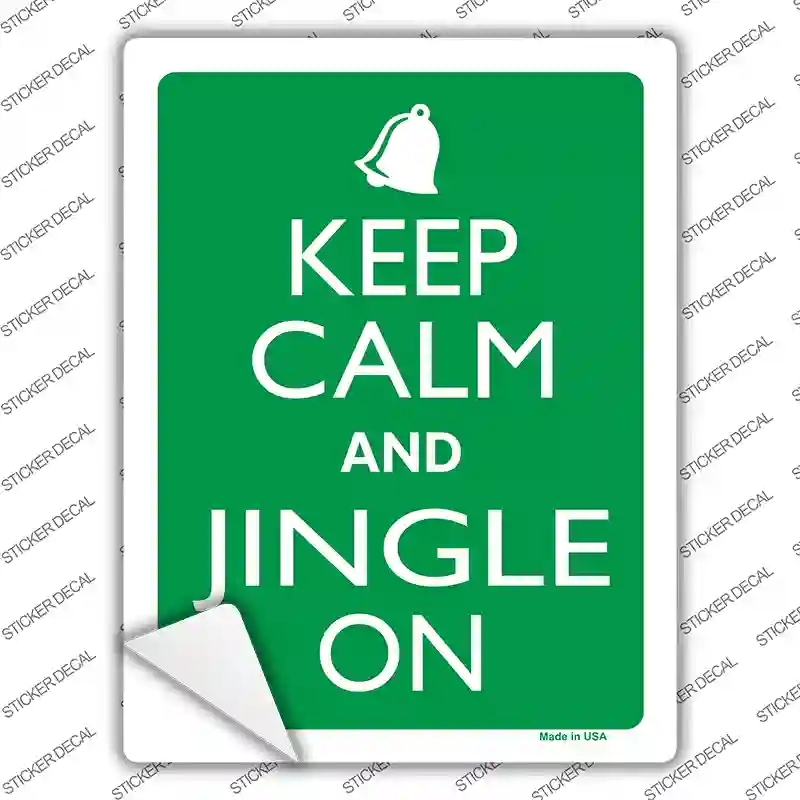P-2158s-S Keep Calm & Jingle on Novelty Rectangle Sticker Decal, Small