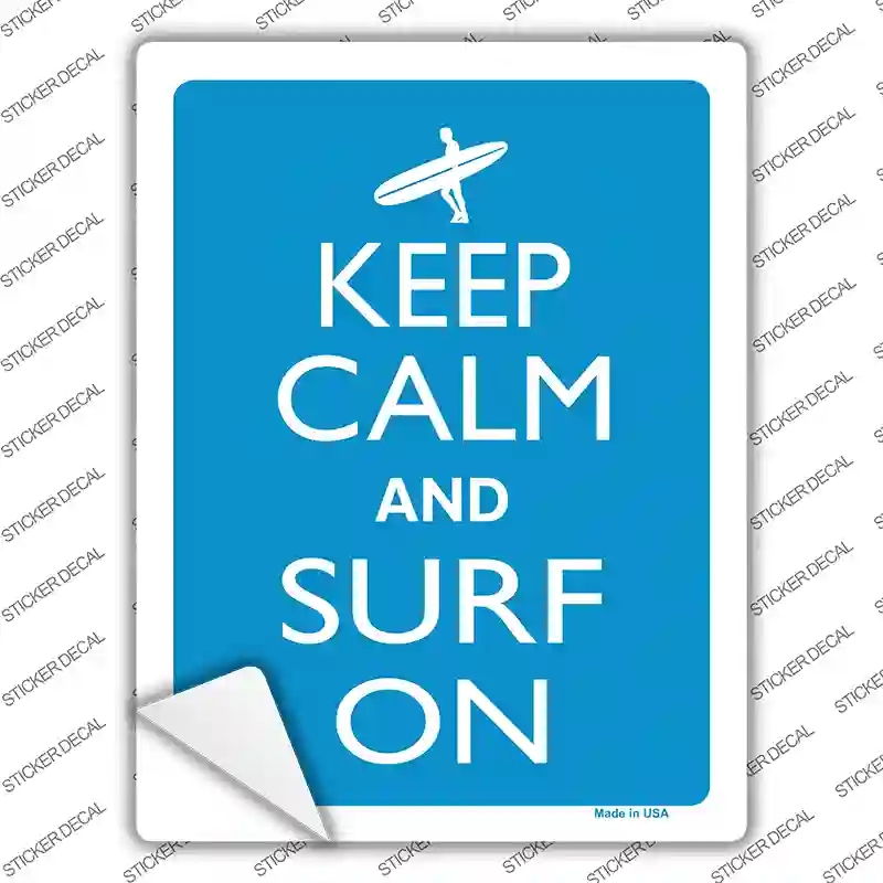 P-2159s-XL Keep Calm & Surf on Novelty Rectangle Sticker Decal, Extra Large