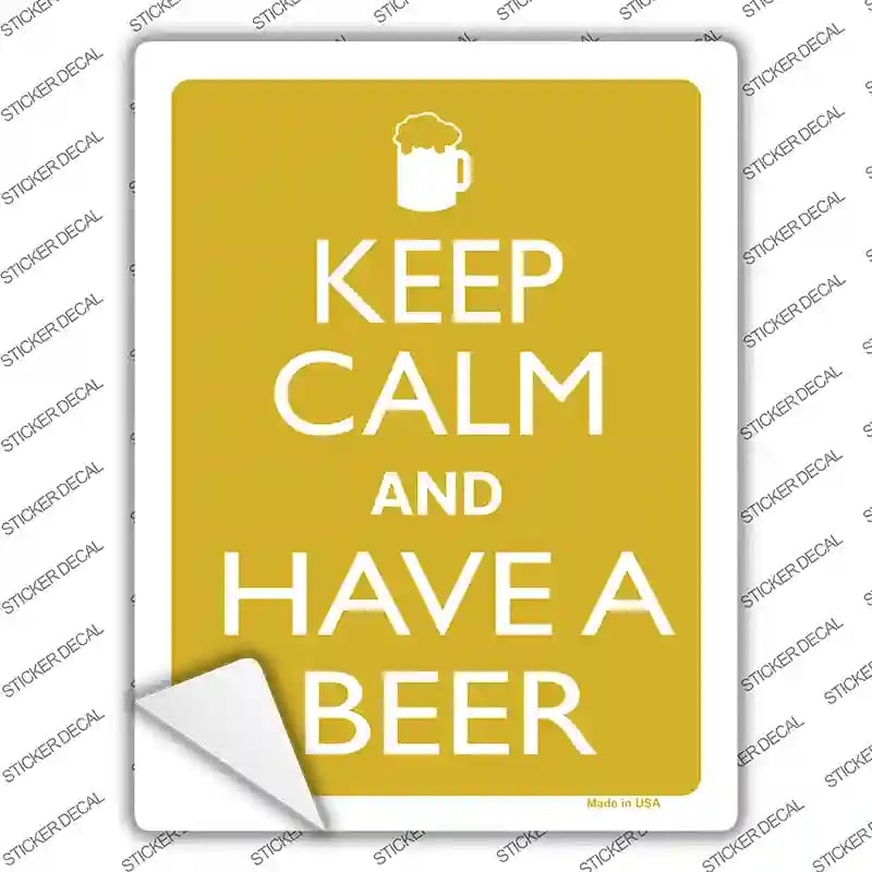 P-2165s-S Keep Calm & Have A Beer Novelty Rectangle Sticker Decal, Small