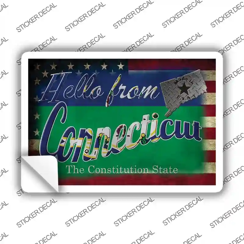 PC-007s-XL Hello From Connecticut Novelty Postcard Sticker Decals, Extra Large