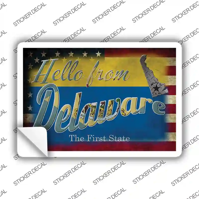 PC-008s-S Hello From Delaware Novelty Postcard Sticker Decals, Small