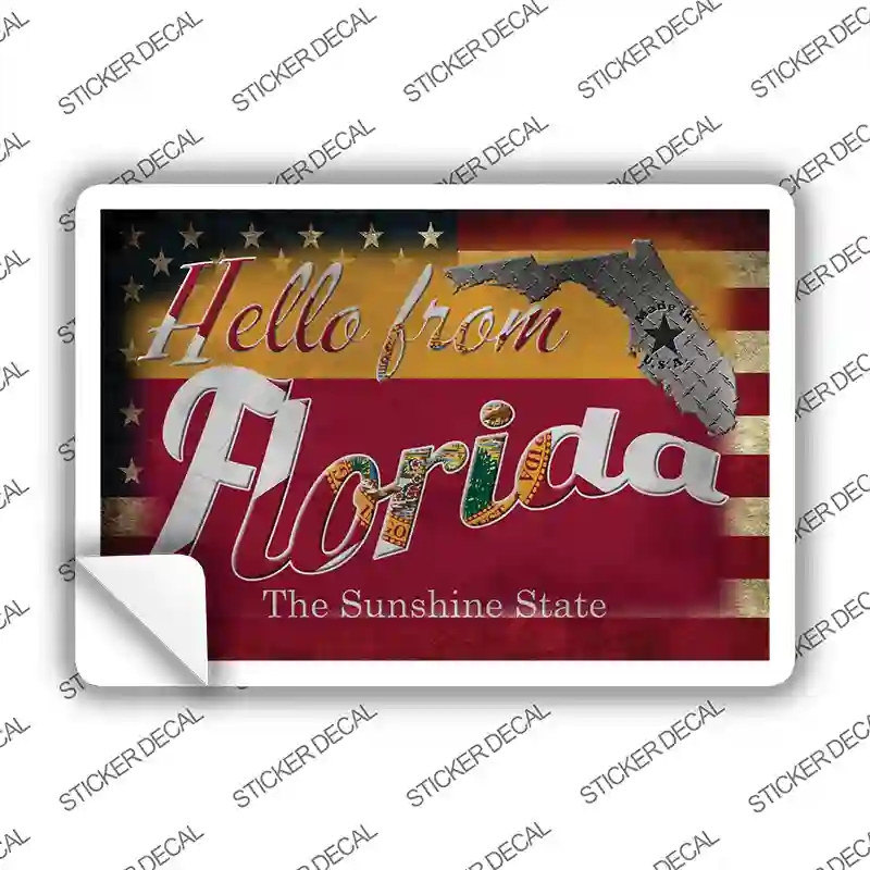 PC-009s-S Hello From Florida Novelty Postcard Sticker Decals, Small