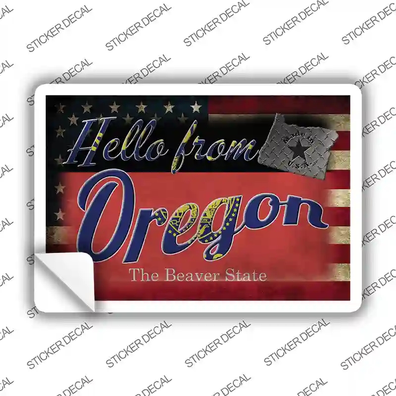 PC-037s-XL Hello From Oregon Novelty Postcard Sticker Decals, Extra Large