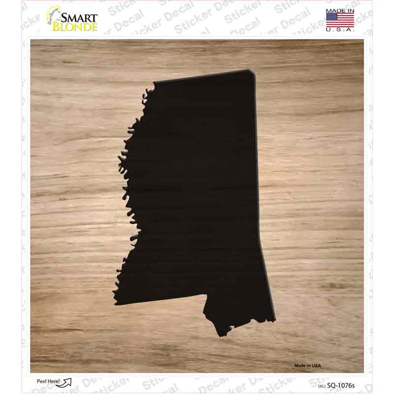 SQ-1076s-M Mississippi Shape Letter Tile Novelty Square Sticker Decal, Medium