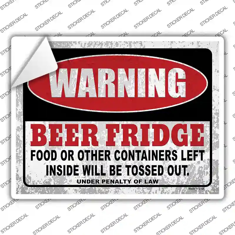 P-4210s-S Warning Beer Fridge Novelty Rectangle Sticker Decal, Small