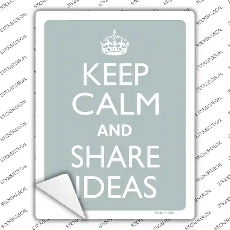 P-2255s-L Keep Calm Share Ideas Novelty Rectangle Sticker Decal, Large