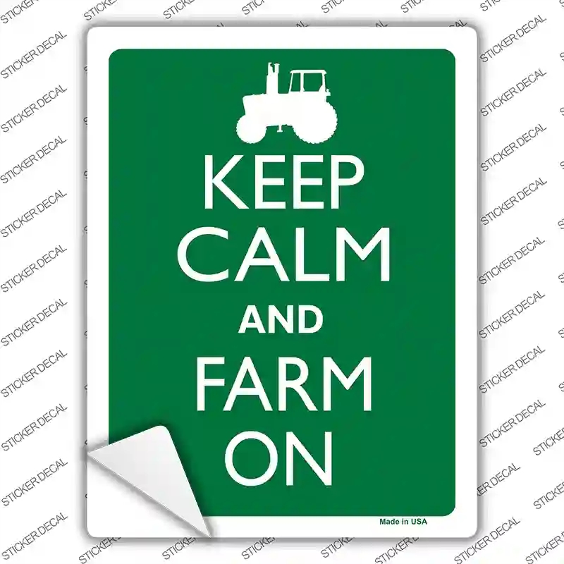 P-2260s-S Keep Calm Farm on Novelty Rectangle Sticker Decal, Small