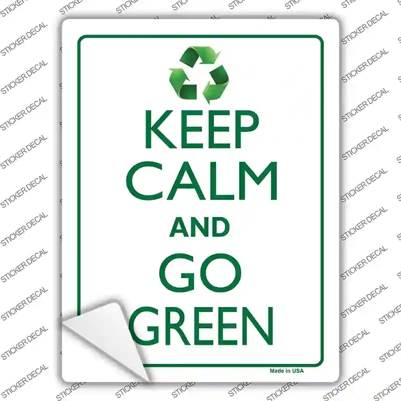 P-2266s-L Keep Calm Go Green Novelty Rectangle Sticker Decal, Large