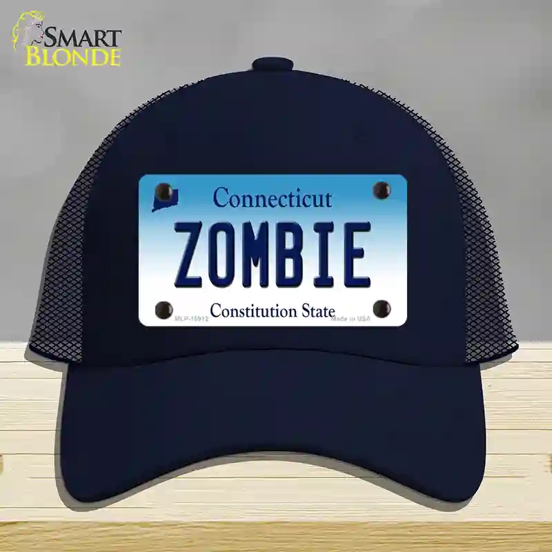 HAT16-MLP-10912 Zombie Connecticut Novelty License Plate Hat, Mesh - Navy