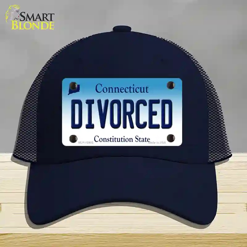 HAT16-MLP-10933 Divorced Connecticut Novelty License Plate Hat, Mesh - Navy