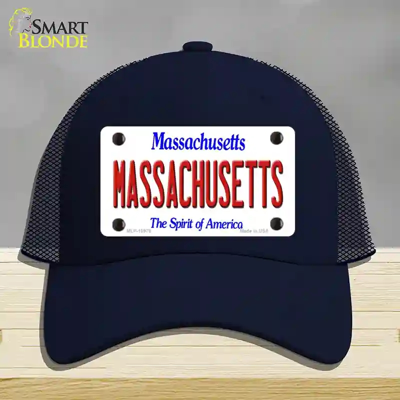HAT16-MLP-10978 Massachusetts State Novelty License Plate Hat, Mesh - Navy