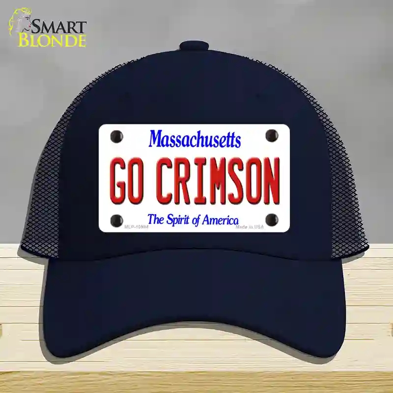 HAT16-MLP-10994 Go Crimson Massachusetts Novelty License Plate Hat, Mesh - Navy