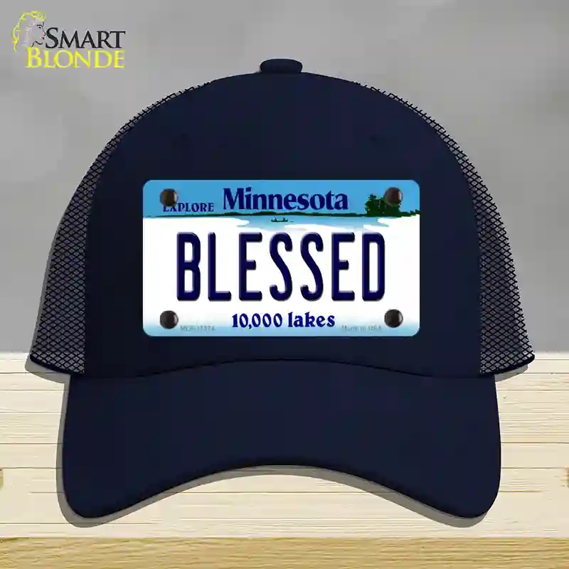 HAT16-MLP-11074 Blessed Minnesota State Novelty License Plate Hat, Mesh - Navy