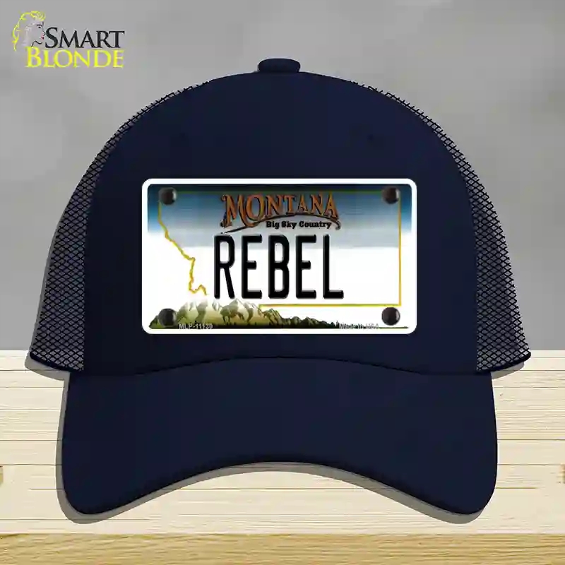 HAT16-MLP-11130 Rebel Montana State Novelty License Plate Hat, Mesh - Navy