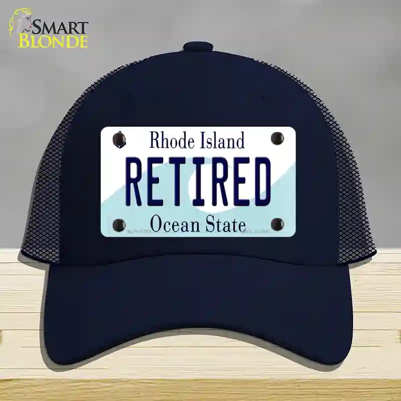 HAT16-MLP-11201 Retired Rhode Island State Novelty License Plate Hat, Mesh - Navy