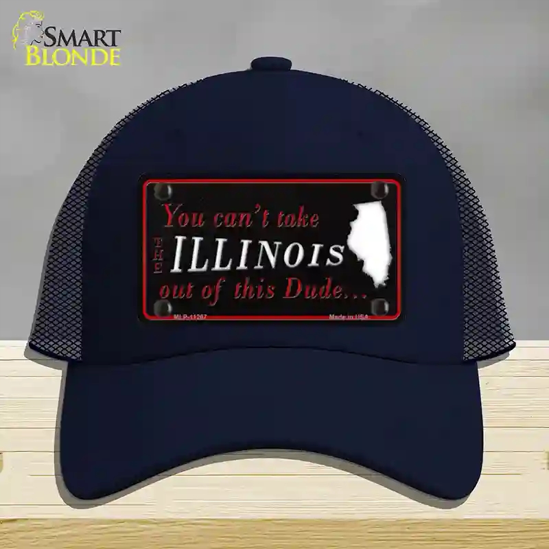 HAT16-MLP-11267 Illinois Dude Novelty License Plate Hat, Mesh - Navy