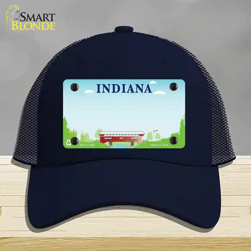 HAT16-MLP-11522 Indiana Recycle State Blank Novelty License Plate Hat, Mesh - Navy