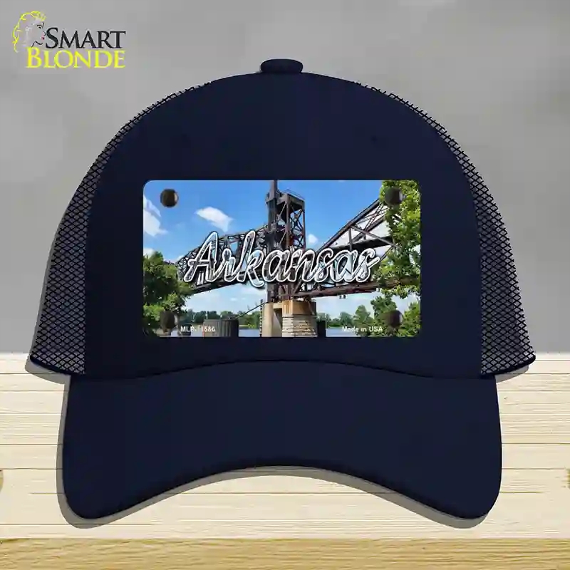 HAT16-MLP-11586 Arkansas Rusty Bridge State Novelty License Plate Hat, Mesh - Navy