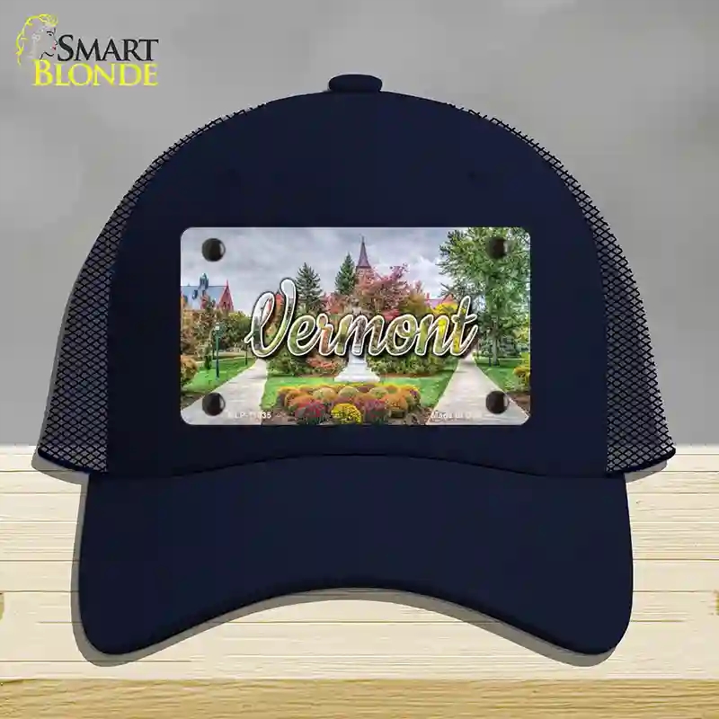 HAT16-MLP-11635 Vermont State Building State Novelty License Plate Hat, Mesh - Navy