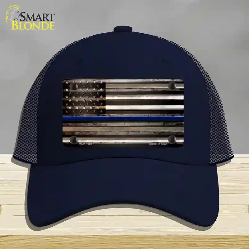 HAT16-MLP-11811 Thin Blue Line American Flag Novelty License Plate Hat, Mesh - Navy