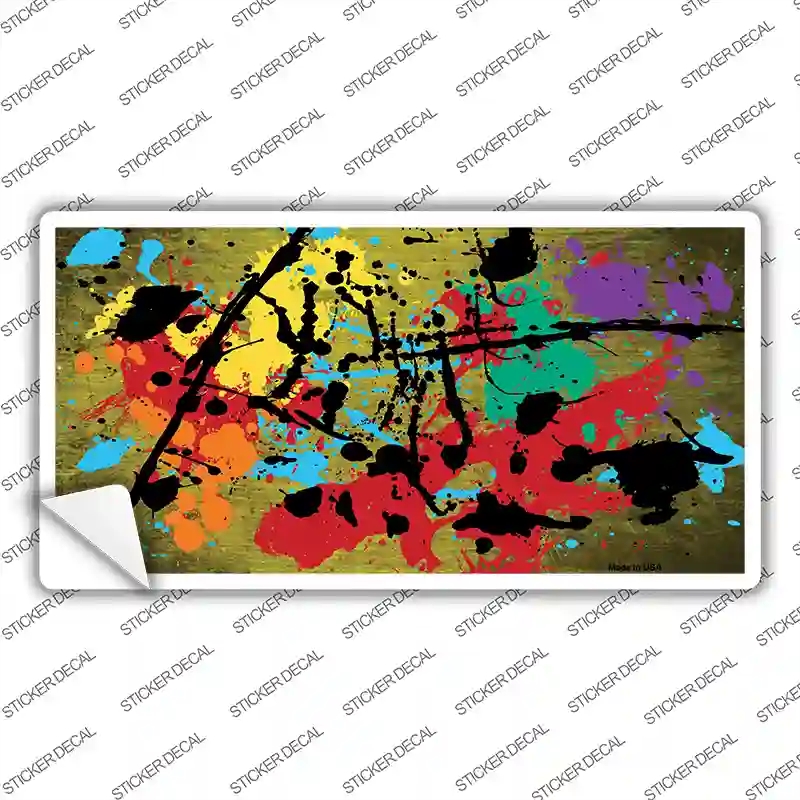 LP-7787s-L Yellow Splatter Oil Rubbed Novelty Sticker Decal, Large
