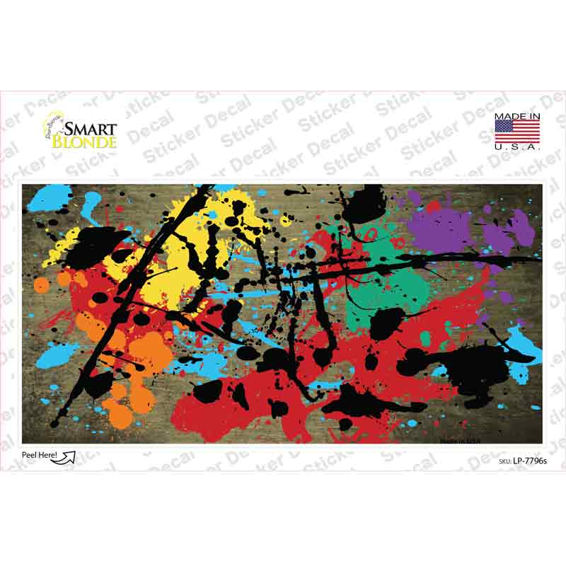LP-7796s-M Gold Splatter Oil Rubbed Novelty Sticker Decal, Medium