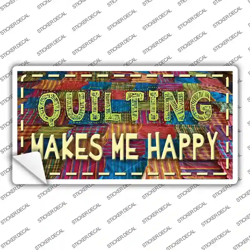 LP-7863s-S Quilting Makes Me Happy Novelty Sticker Decal, Small