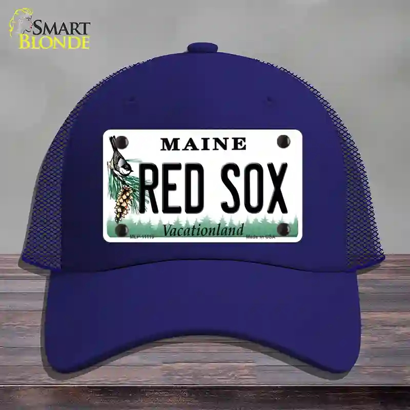 HAT18-MLP-11119 Red Sox Maine Novelty License Plate Hat, Mesh - Royal Blue