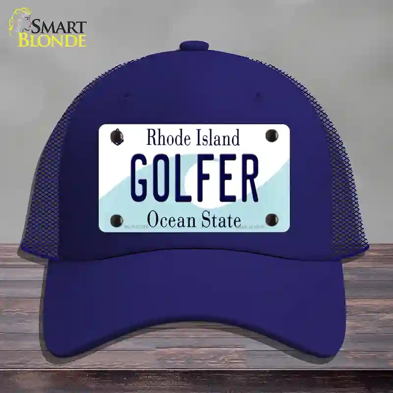HAT18-MLP-11216 Golfer Rhode Island State Novelty License Plate Hat, Mesh - Royal Blue
