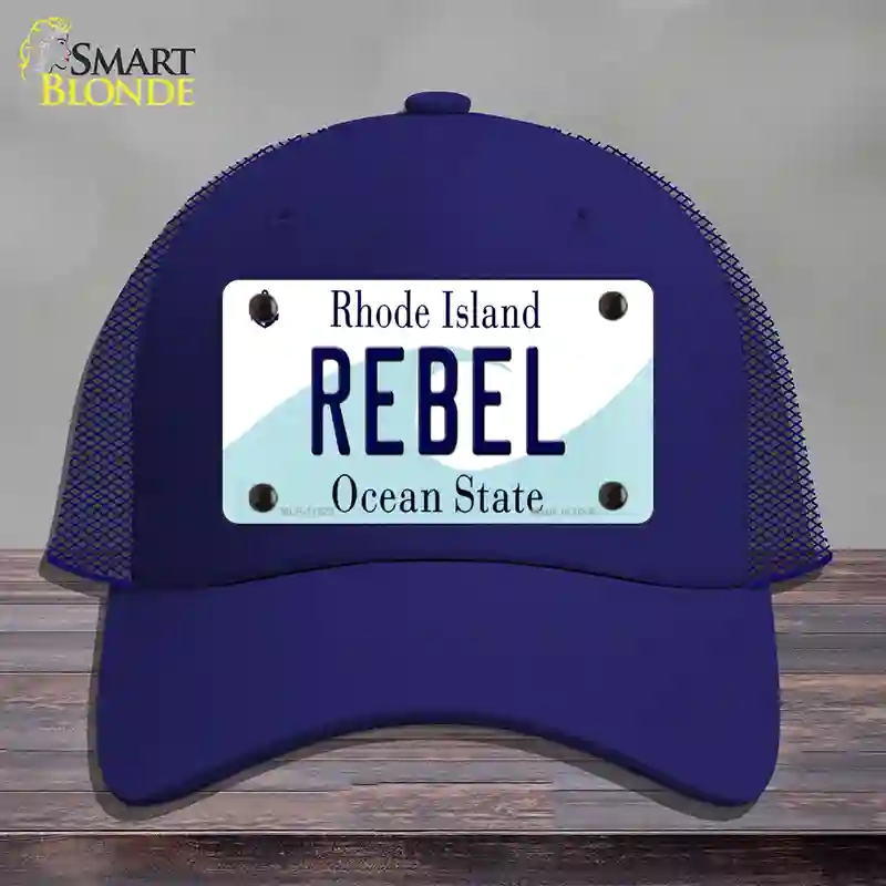 HAT18-MLP-11223 Rebel Rhode Island State Novelty License Plate Hat, Mesh - Royal Blue