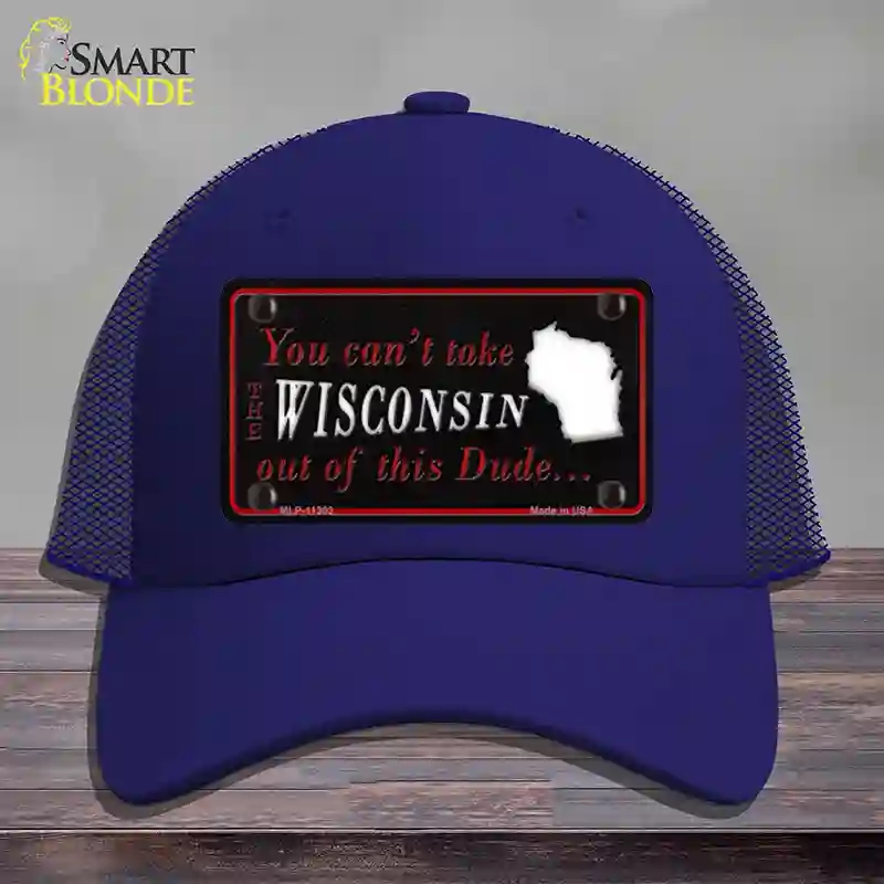 HAT18-MLP-11303 Wisconsin Dude Novelty License Plate Hat, Mesh - Royal Blue