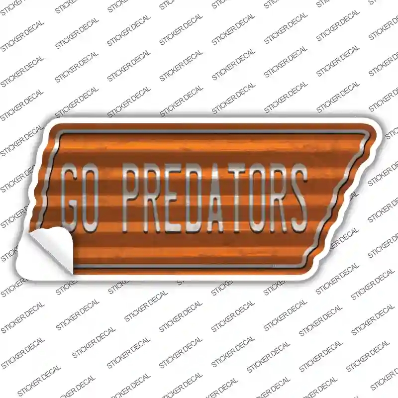 TN-230s-XL Go Predators Novelty Corrugated Tennessee Shape Sticker Decal, Extra Large