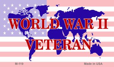 WW2 Veteran with American Flag Novelty Metal Magnet M-119