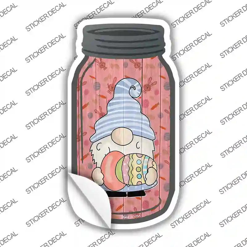 MJ-715s-L Gnome with Red Egg Novelty Mason Jar Sticker Decal, Large