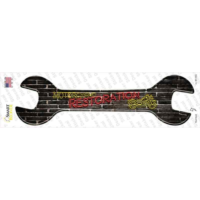 W-155s-M Motorcycle Restoration Novelty Wrench Sticker Decal, Medium