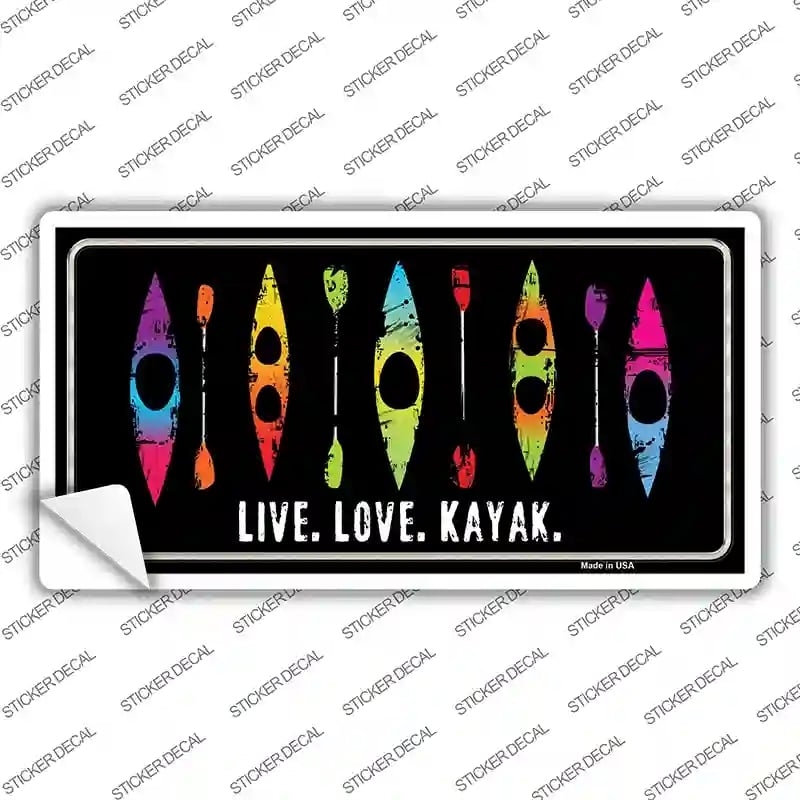 LP-8524s-XL Live Love Kayak Novelty Sticker Decal, Extra Large