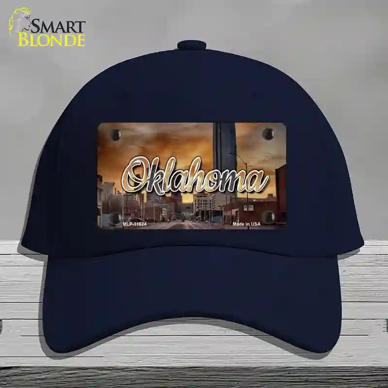 HAT20-MLP-11624 Oklahoma Sunset Skyline State Novelty License Plate Hat, Cotton - Navy